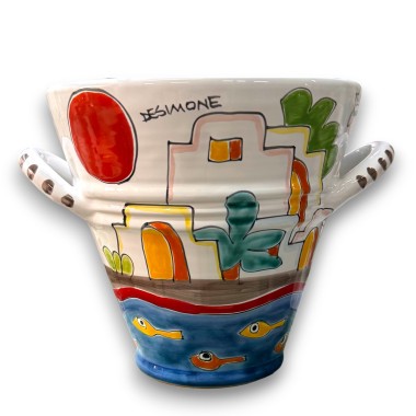 Secchiello Porta-ghiaccio Dammusi Mangiallegro ceramiche de simone Secchiello Porta-ghiaccio Dammusi Mangiallegro ceramiche de simone